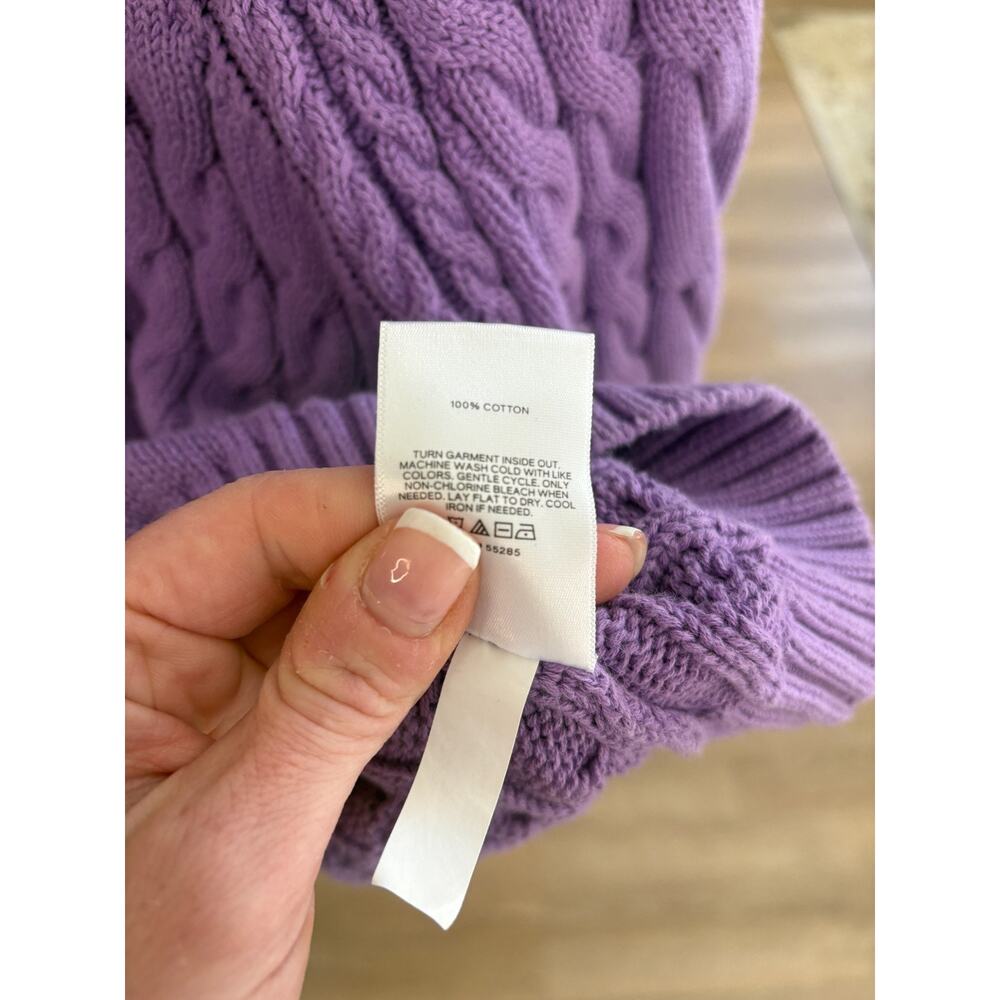 Express Women's Chunky Knit Cropped Sweater in Purple Size M 4-8 - Picture 3 of 4